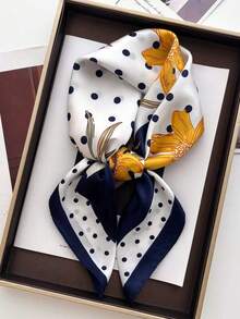 Navy Blue Double Frame Polka Dot Flowers