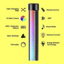 Lámpara inteligente LED de 155 cm de longitud, con carcasa de aleación de aluminio, durable, control remoto, alimentación por USB, control de aplicación, sincronización de música, diseño vertical negro, adecuada para sala de estar, dormitorio y espacios modernos, iluminación decorativa minimalista, decoración del hogar, iluminación ambiental, diseño minimalista, iluminación moderna, fabricación de alta calidad, materiales premium, brillo ajustable, decoración del hogar, diseño de interiores, ideal para Navidad, cumpleaños, bodas y otras festividades