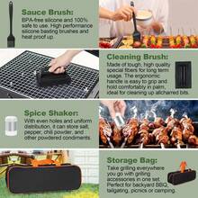Kit de Accesorios para Plancha de 18 Piezas - Juego de Herramientas para Barbacoa de Acero Inoxidable con Espátulas, Raspador y Cubierta para Hornear para Blackstone y Chef de Camping al Aire Libre - Plateado - Ver 7