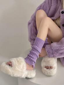 1双秋冬女士腿套，糖果色芭蕾舞风格毛绒长筒袜，可爱Y2K风格，舒适保暖 - 彩色 - 查看 8