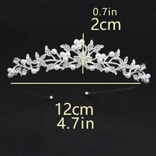 Bridal Tiaras Rhinestone Flower Pearl Headband For Wedding Party Stage Hair Accessories - Silver - View 7
