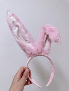1pc Cute White Fluffy Rabbit Ear Headband, Sweet Lady Headdress For Cosplay, Party, Ball Dance, Easter Holiday Wear Halloween - White - View 7