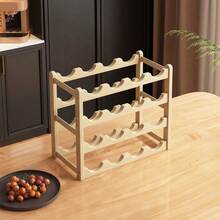 Apricot DIY Handmade Bamboo Wine Rack, Multi-Tier Wine Holder (6/8/9/12/16 Bottles) - Apricot - View 9