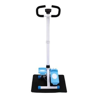 Blue & White Fitness Stepper Machine With Handlebars, Adjustable Resistance Home Stepper With Base & Stability Bars For Low Impact Cardio