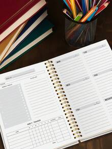 week plan 1 pieza Planificador semanal espiral A5 - Planificador diario sin fecha con listas de tareas, cuadros de enfoque y seguimiento de hábitos - Diario de escritorio duradero para útiles escolares, regalos de Halloween para mujeres y hombres