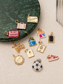 1pc Cute & Fashionable Cat Heart Dragonfly Shell Pendant, 18K Gold Plated, Easy To Match And Showcase Feminine Charm, Suitable As A Delicate Pendant For DIY Jewelry, Necklace, Bracelet, Earrings, Keychain, Bag Accessories, Women's Jewelry Accessories, Wallet Accessories, Pendant, DIY Accessories, Women's Jewelry Gifts - Multicolor - View 7