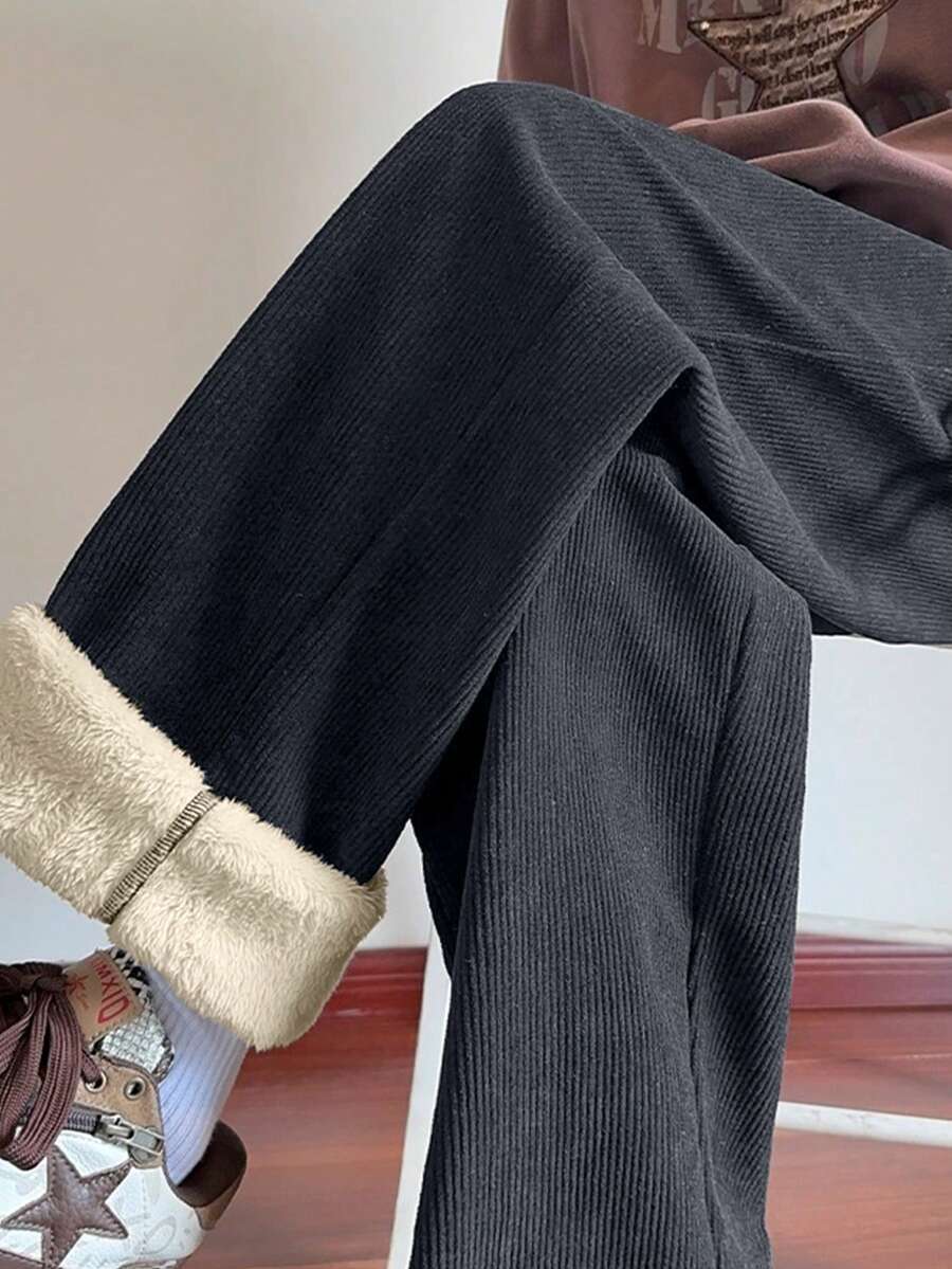 男士灯芯绒运动裤，宽松直筒裤，保暖内衬，休闲百搭，适合户外、运动、学校、秋冬