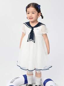 Balabala Girls' Bowknot Mesh Princess Dress, Sweet & Elegant Look - Original White - View 2