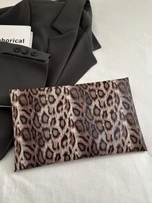 Leopard Print & Solid Color Sequin Decor Minimalist Casual PU Clutch Envelope Bag - Coffee - View 6