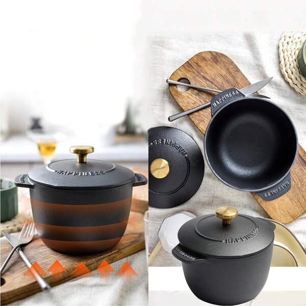 Popular New Type Of Cast Iron Stew Pot, Household Multi-Function Stew Pot, Uncoated Mini Rice Pot, Congee Soup Pot, Enamel Cast Iron Pot, Multi-Function Stew Pot, Cast Iron Stew Pot, Household Multi-Function Stew Pot, Uncoated Mini Rice Pot, Congee Soup Pot, Non Stick Pot, Ears