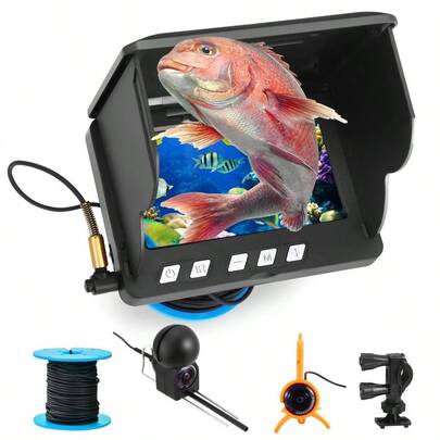 30M Underwater Fish Finder Camera – Wide-Angle Infrared Night Vision, 4.5inch HD IPS Display, IP65 Waterproof | For Ice, River, Boat & Kayak Fishing