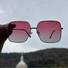 Silver Eyeglass Frames For Men And Women Temperament Dark Red Red Lenses Thin Glasses - 玫紅色 - 查看 5