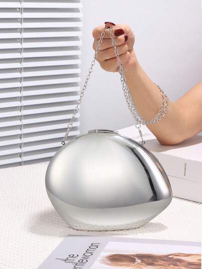 1pc Acrylic Glossy Clutch Bag, Egg-Shaped Shoulder Bag, Unique Crossbody Bag, Ideal Choice For Festivals, Comfortable & Fashionable, Personalized Gift Option, Suitable For All Occasions, Affordable Luxury Feel, Party Bag, Perfect For Parties, Weddings, Galas, Dinners/Banquets, Elegant Ladies Bag