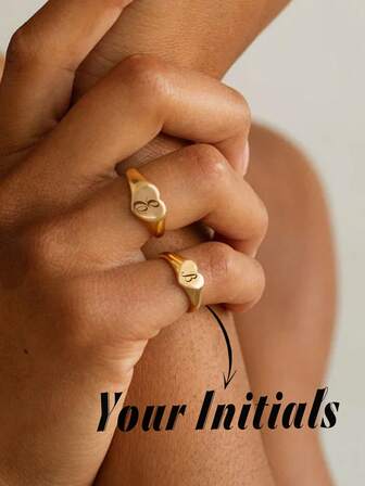 1 anel de sinete de coração personalizado, presente para ela, anel de sinete personalizado, anéis para mulheres, anéis com iniciais, anel gravado, anel de prata esterlina