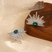 1pair Sparkling Wing - Shaped Earrings Full Of Rhinestone For Women, Elegant And Unique Bridal Wedding Earrings, Lightweight Statement Earrings For Prom, Party