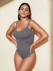 1pc Women Seamless Shaping Bodysuit With Thong Bottom, Slimming Bodyshaper Tummy Control Flat Belly Sheath Jumpsuit Shapewear Waist Trainer Shaper - 深灰色 - 查看 7