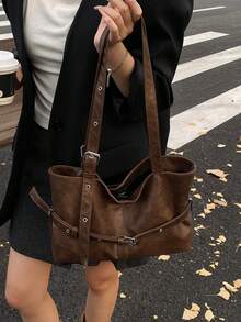 Bolsa tote de alta capacidade para deslocamento diário, nova bolsa de ombro de luxo para trabalho, outono/inverno