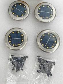 4 piezas Luces solares para senderos, iluminación paisajística exterior, luces solares de 8 LED para el suelo, luces solares de disco, iluminación para senderos, caminos, jardines y patios de la entrada