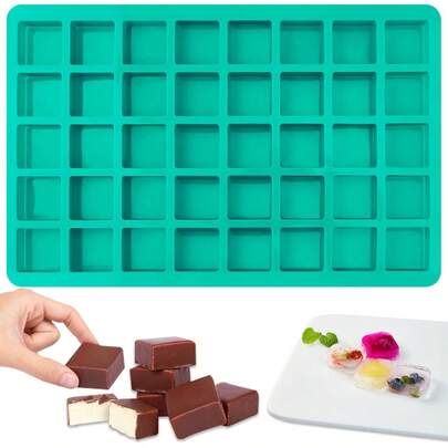 Sakolla 方形巧克力模具，40 腔硅胶立方体模具，适用于巧克力、糖果、焦糖、冰块、甘纳许、软糖