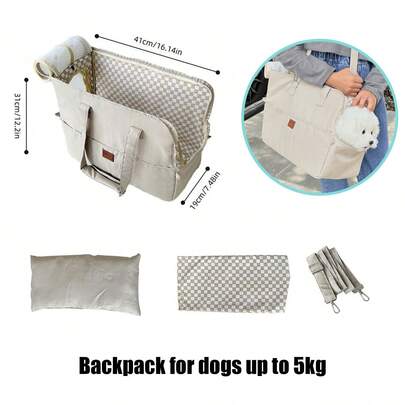 1 bolsa versátil para transporte de animais de estimação - bolsa de viagem de poliéster rosa com fecho de zíper, alça de ombro removível para animais de estimação pequenos, cabe na mala, ideal para uso em carro e ao ar livre.