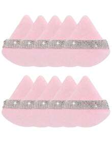 1个/3个/5个/10个/15个/24个装黑色三角化妆海绵套装，水晶绒短绒，柔软粘性强，价格实惠，适合作为圣诞礼物、化妆品、化妆工具、平价好物、礼品、女士礼物、圣诞礼物、赠品、旅行必备。 - 粉色 - 查看 1