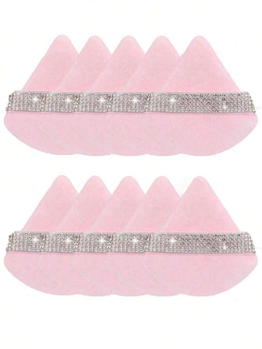 1个/3个/5个/10个/15个/24个装黑色三角化妆海绵套装，水晶绒短绒，柔软粘性强，价格实惠，适合作为圣诞礼物、化妆品、化妆工具、平价好物、礼品、女士礼物、圣诞礼物、赠品、旅行必备。 - 粉色 - 查看 1