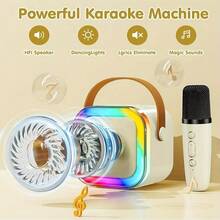Altavoz de karaoke Bluetooth portátil con 2 micrófonos: efectos de voz, luces de colores y tecnología Bluetooth 5.0. - Beis - Ver 1