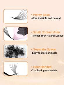 VP 1000 Fans Curl: C/D 10D/12D/14D/16D/20D 0.05mm Loose Fan Mixed Length Slim Medium Base Sharp Pointy Stem Premade Russian Volume Loose Fans Eyelashes Extensions