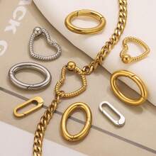 1pc Stainless Steel 18K Gold-Plated Fashion Heart-Shaped Oval Rectangular Buckle Ring Spring Buckle Pendant DIY Jewelry Accessory Making Stainless Steel Pendant