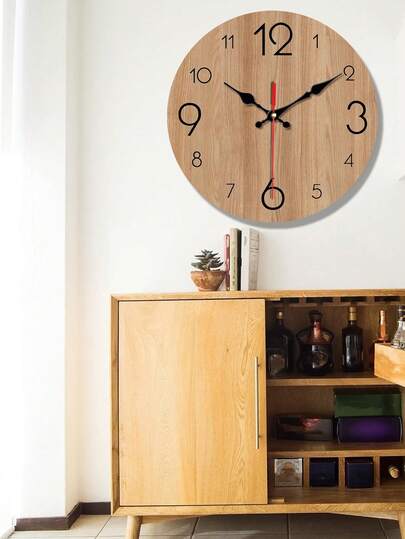 Pc 10 Inch/12 Inch Silent Quartz Wood Wand Klok No Ticking, Ideal Living Room, Bedroom, Kitchen, Office Artistic Home Bedroom Timepiece Room view 4