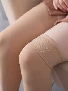 1 Pair Women's Solid Black/Coffee/White/Gray/Ivory Thigh High Socks With Silicone Non-Slip, Fashion Minimalist Versatile, Spring/Autumn