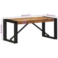 Coffee Table 80x40x35 Cm Solid Rough Wood Mango - Brown - View 10