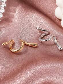 1 pieza Clip de oreja de metal de diseño creativo de material metálico de moda para uso diario de joyería de mujer