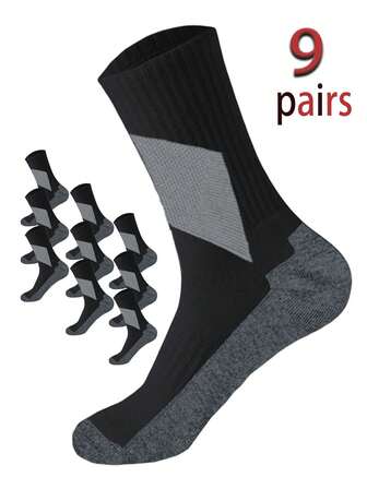 3/6/9/15 Pairs Fashion Plus Size Mid-Calf Socks For Men, New Oversized Design, Odor-Resistant Unisex Style, Comfortable Soft Sports Crew Socks, High Elasticity, Moisture-Wicking, Suitable For Men & Women Outdoor Sports, Daily Wear, All Seasons, Premium Gift