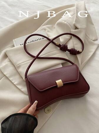 Nuevo monedero de moda casual con herrajes de metal para mujer, de unicolor en piel de PU