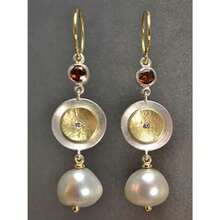 Multi-Layer Ring Pearl Pendant Earrings, Brown And Red Round Ornaments, Retro Level Design, Suitable For Thanksgiving Christmas Parties, Elegant Details - 預設 - 查看 3