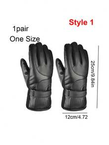 1pair Men Winter Warm Hand Warmers Full Fingers Thickened Fleece Gloves Waterproof Wind Proof Outdoor Motorcycle Cycling Thermal Gloves Leather Thickened Ski Gloves Touch Screen Gloves Unisex