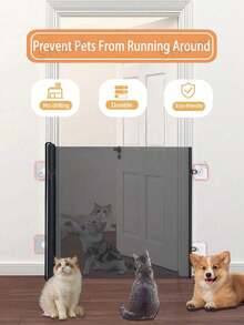 Retractable Pet Door Cat And Dog Safety Fence Puppy Barrier Net Indoor Baby Gate Folding Pet Fence No Drilling Retractable Gates For Kids Or Pets For Doorway Stairs Balcony
