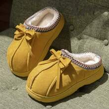 Modische & vielseitige süße Schleifen Plüsch Hausschuhe, warme Fütterung, dicke rutschfeste Sohle, einfach & bequem zum Tragen in Innenräumen im Winter