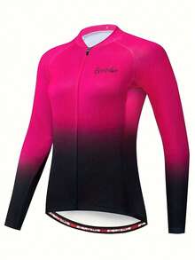 1 Piece Women's Long Sleeve Gradient Cycling Jersey Comfortable Sweat Wicking Mountain Bike Cycling Outdoor Riding - Hot Pink - View 1