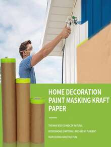 1 rolka laminowanego papieru maskującego do malowania olejem, papier maskujący do malowania natryskowego, folia maskująca do malowania, papier pakowy do ochrony podłóg, ram, mebli, samochodów, obrazów, napraw karoserii, projektów DIY, idealna do biura i zastosowań komercyjnych