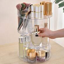 1pc Acrylic 3-Layer Rotating Cosmetic Storage Box: Your Bathroom Or Bedroom - 360° Rotating Design For Easy Access. - Multicolor - View 2