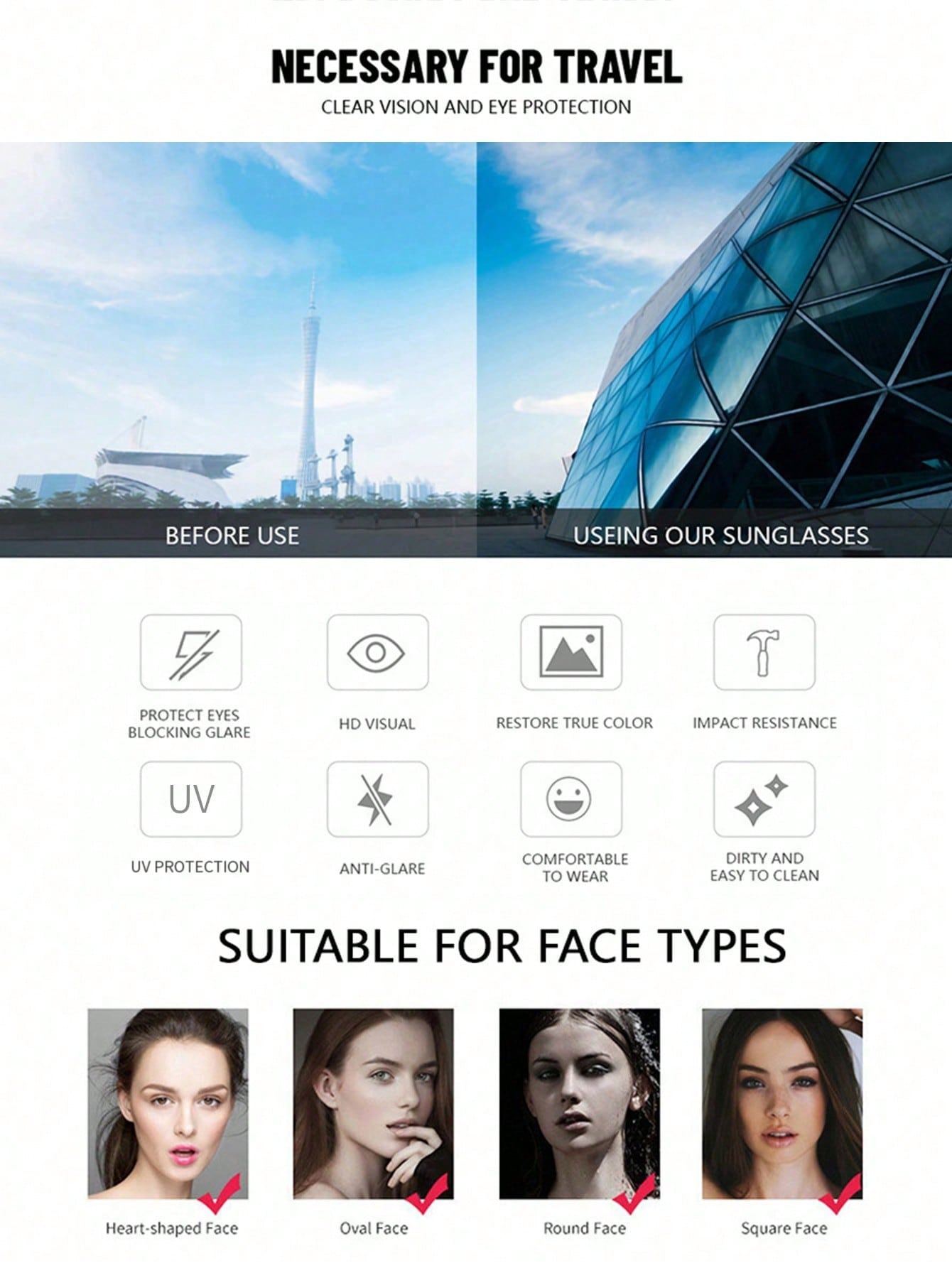 زوج من النظارات الشمسية المربعة الكبيرة الحجم بطرا...