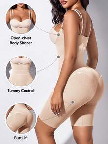 女士无缝连体衣，露胸设计，收腹提臀，透气贴身穿着