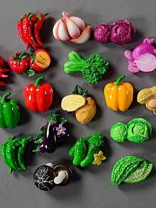 11pcs Cartoon Fruit & Vegetable Style Magnetic Resin Fridge Magnets, Natural Style Magnetic Fridge Stickers, Cute Decorative Pieces For Office Desk, Kitchen, Whiteboard, Storage Cabinet, Dishwasher, Home Decor, Valentine's Day Gift, Random Style - Multicolor - View 6