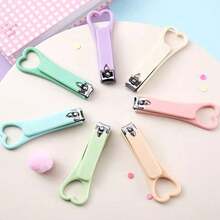 1pc Candy Color Heart Shaped Nail Clipper, Minimalist Solid Color Portable Nail Cutter, Manicure Tool For Women - Multicolor - View 5