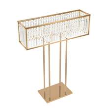 Wedding Flower Stand, Wedding Crystal Flower Stand, Crystal Flower Stand  For Wedding Road Lead T Stage Flower Arrangement Decoration - Gold - View 11