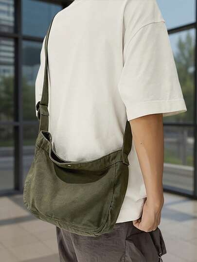 peach tree 1 件桃树男女通用大容量单肩包，休闲斜挎包，简约纯色邮差包，适合万圣节、圣诞节、情人节礼物