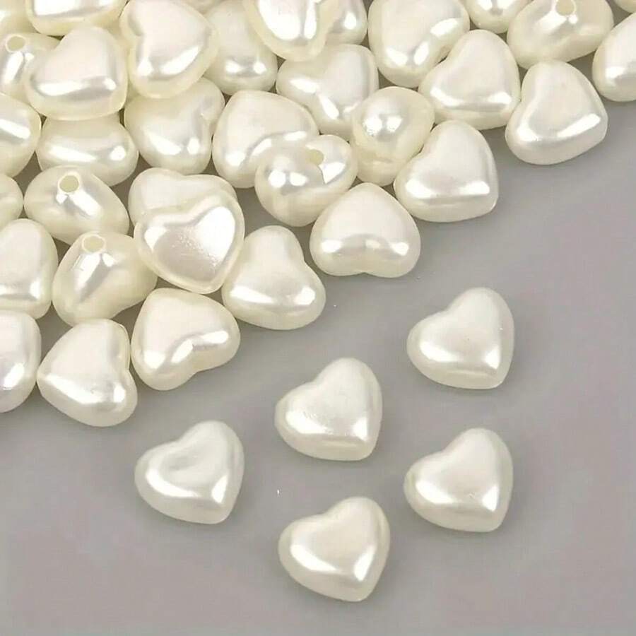 30/50/100/150 White Heart-Shaped Acrylic Beads, Perfect For DIY Jewelry Making - Ideal For Bracelets, Necklaces, And Rings, Jewelry Making Accessories