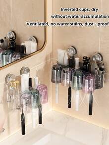 2 件/3 件/4 件病毒吸盘牙刷架壁挂式牙刷杯架牙膏收纳盒，无需钻孔